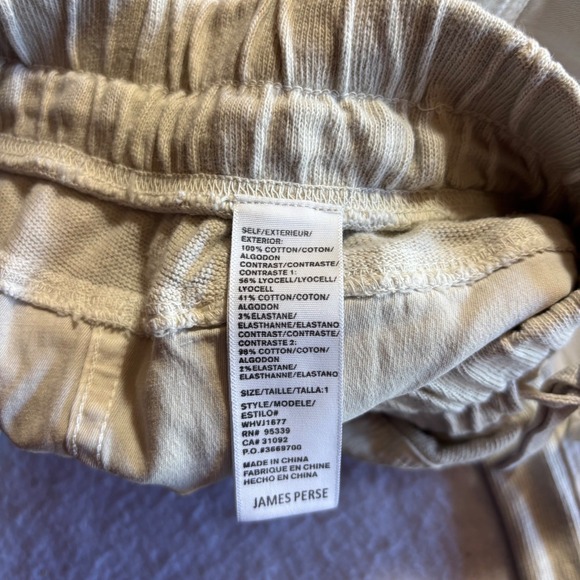 JAMES PERSE Standard Mixed Media Jogger Pants Drawstring Waist Pockets Size 1 - Picture 5 of 9